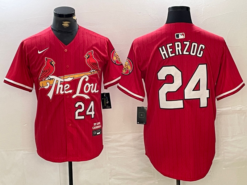 Men's St. Louis Cardinals Whitey Herzog #24 Red 2024 City Connect Limited Jersey
